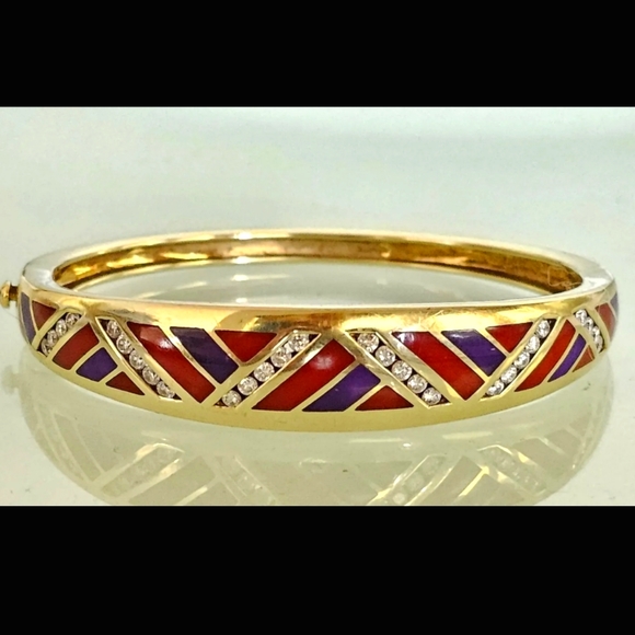 Sold Asch Grossbardt 14k Gold Diamond Bangle Bracelet 30 gm - Picture 8 of 17